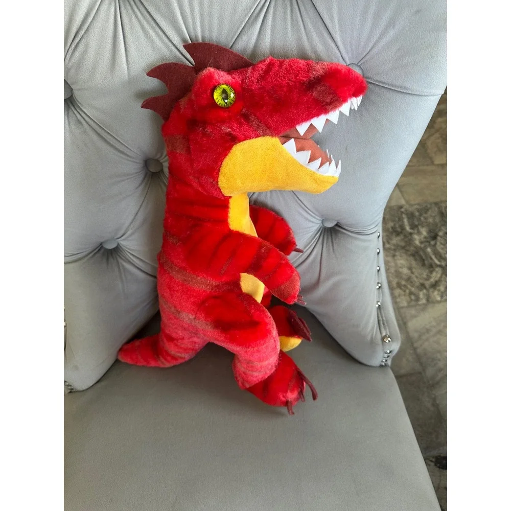 Build-A-Bear Workshop Red Striped T-Rex Dinosaur Plush 15 Inch Stuffed AnimalEUC